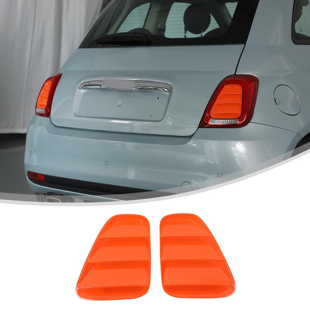 Tumukiw Tail Light Lamp Cover Trim Compatible with Fiat 500 2016-2024 Tail Light Panel Protection Cover Trim Decoration Accessories (Orange)