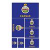 Kansas State Flag Sticker Premium Vinyl Decal with UV Ink Good for Travel, Classroom Learning, Educational Decor, Souvenirs, and Gifts 12x8 Inch Sheet of 7 Flags in Different Sizes view 1