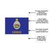Kansas State Flag Sticker Premium Vinyl Decal with UV Ink Good for Travel, Classroom Learning, Educational Decor, Souvenirs, and Gifts 12x8 Inch Sheet of 7 Flags in Different Sizes view 3