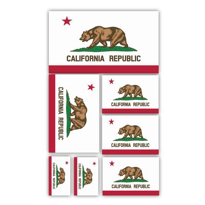 California State Flag Sticker Premium Vinyl Decal with UV Ink Good for Travel, Classroom Learning, Educational Decor, Souvenirs, and Gifts 12x8 Inch Sheet of 7 Flags in Different Sizes