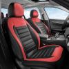 Coverado Car Seat Covers Front Seats, Luxury Leather Car Seat Covers, Automotive Mesh Seat Covers 2 Pack, Airbag-Compatible, Black Red Seat Covers for SUV Sedan Truck view 1