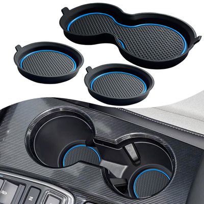 for Honda Civic Accessories 2026 2025 2024 2023 2022 Cup Holder Inserts Center Console Liner 3D Silicone Cup Holder Coaster Protector Mat Pad Non-Slip Interior Decoration for Civic 3Pcs (Blue)