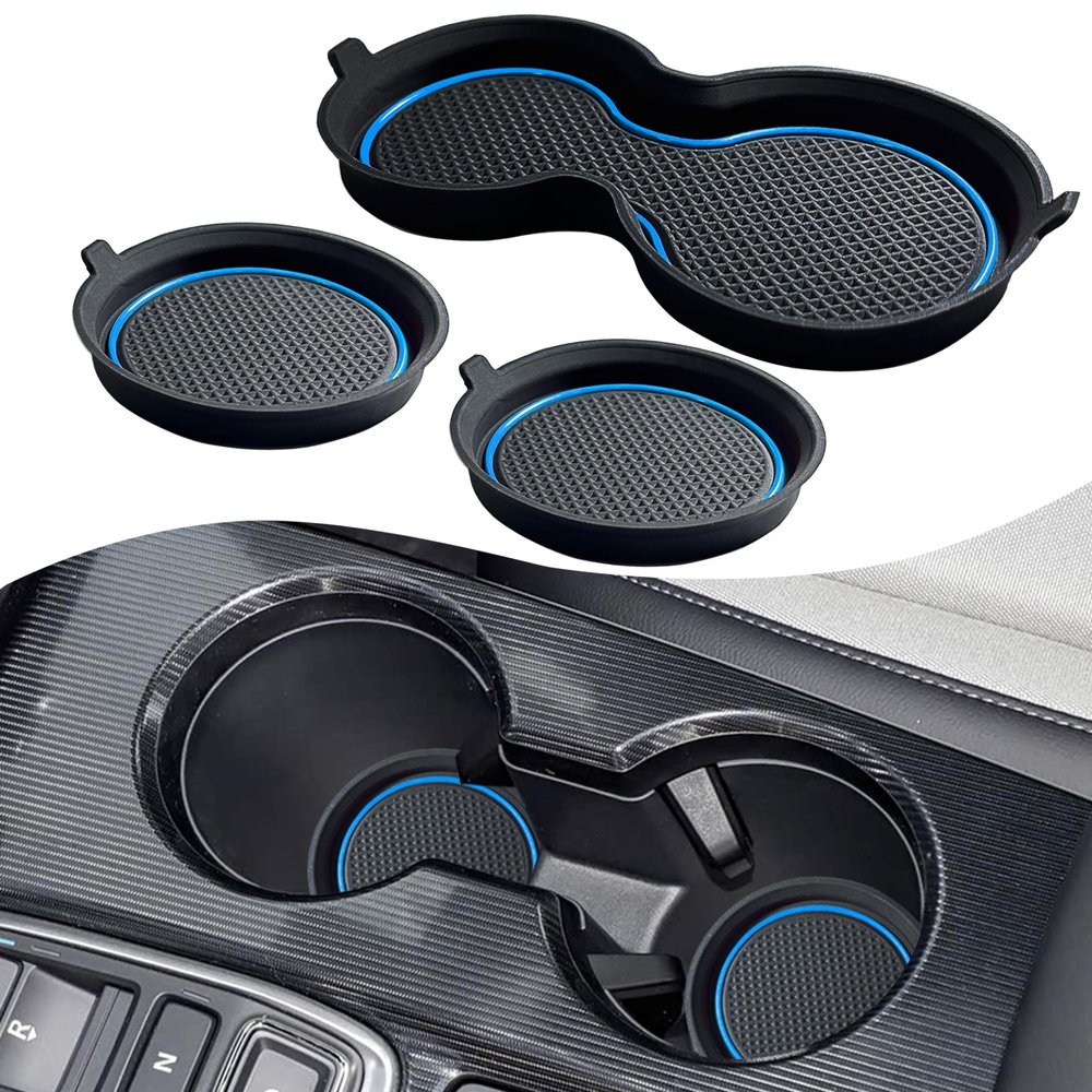 for Honda Civic Accessories 2026 2025 2024 2023 2022 Cup Holder Inserts Center Console Liner 3D Silicone Cup Holder Coaster Protector Mat Pad Non-Slip Interior Decoration for Civic 3Pcs (Blue)