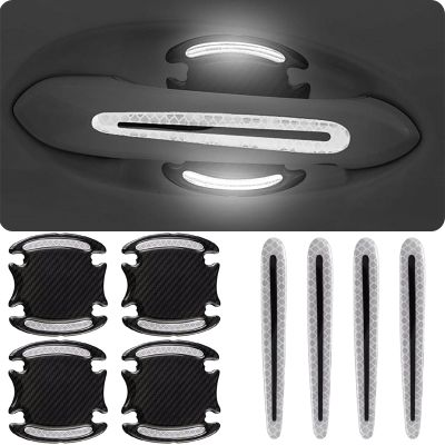 8pcs Car Door Handle Scratch Protector for Nissan Rogue 2014-2020 2021-2025, Reflective Door Handle Cup Stickers Paint Guard Protective Films,White
