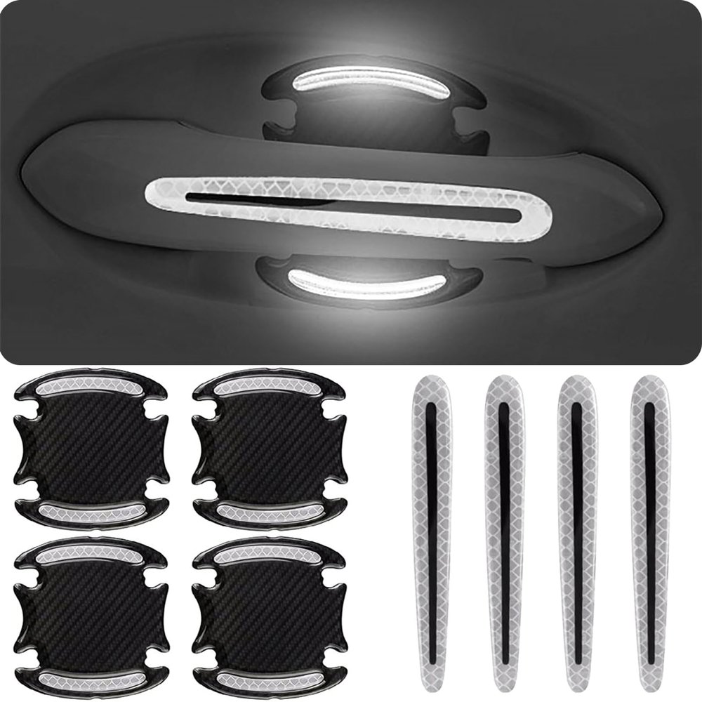 8pcs Car Door Handle Scratch Protector for Nissan Rogue 2014-2020 2021-2025, Reflective Door Handle Cup Stickers Paint Guard Protective Films,White