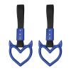 PATIKIL 2 Pcs Evil Heart Shaped Car Handle Straps, Car Hanging Accessories Bumper Warning Ring Drift Charm for Auto Bus Decor Interior Exterior Decoration, Blue (Black Strap) view 1