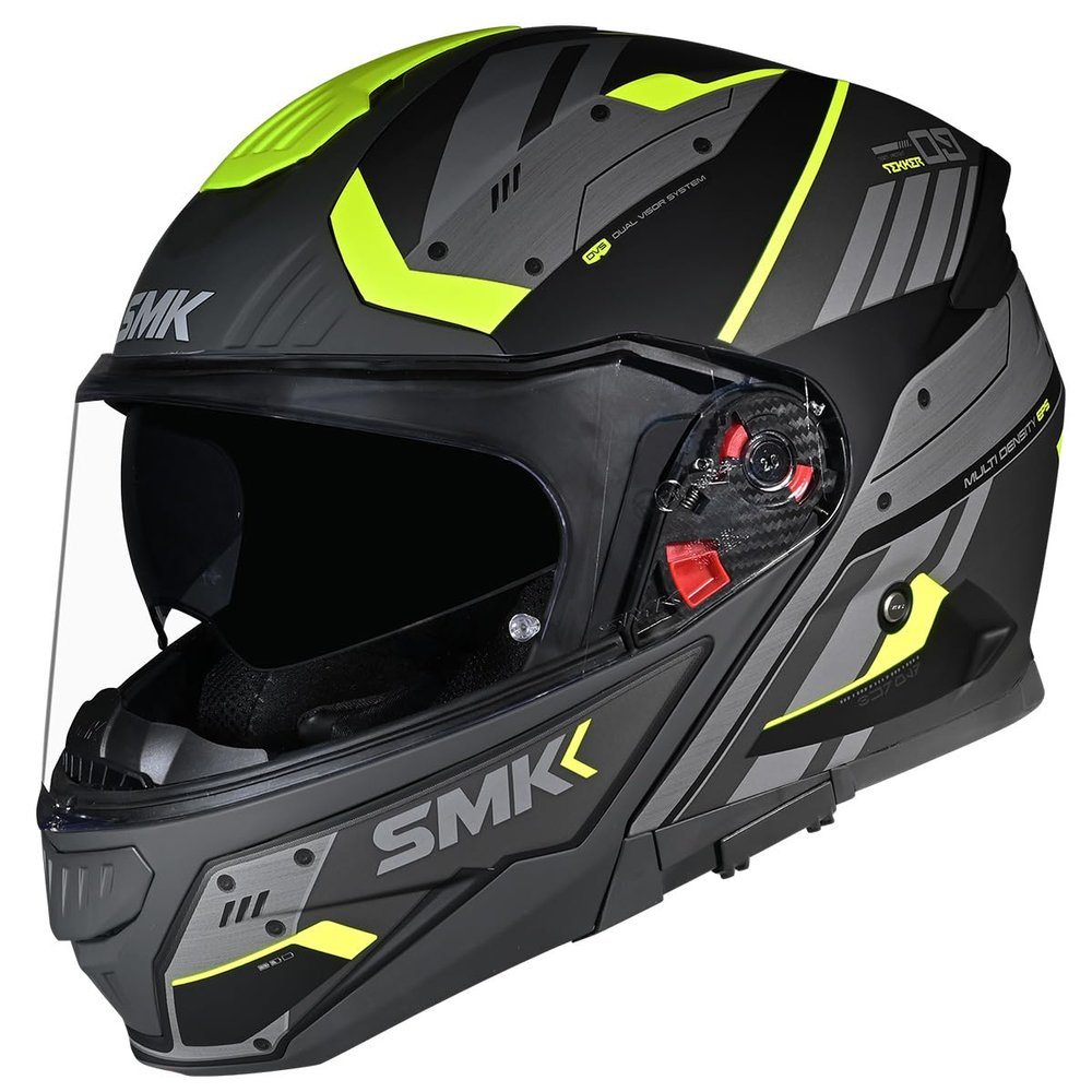 SMK Helmets Gullwing V2 Tekker Modular Motorcycle Helmet (Hi-Vis - Small)