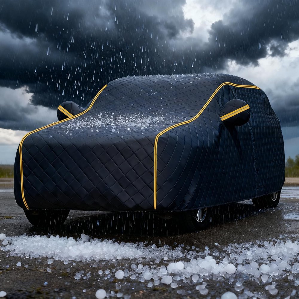 Full Car Cover for Dodge Caliber 5-Door 2006-2010,Thicken Hail Padded Car Covers Waterproof Snowproof UV Protection Tarpaulin with Zipper Door