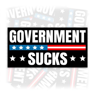 Government Sucks | Bumper Sticker or Car Magnet | Anti Government Decal Black Magnetic Bumper Decorations for Doors Cars [7.5x3.75]
