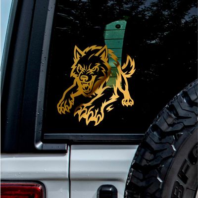 2 Pcs - No Background - Waterproof Car Sticker Decal of Peeking Wild Wolf with Paws Nature Inspired Animal Sticker for Home Wall Decoration (Metallic Gold, 3.8'' x 3.9'') |K17371GO
