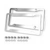 License Frame S 2 Pcs 4 Holes Slim Stainless Steel Polish Mirror Caps Stainless Steel Rust-Resistant License Holder Sturdy Build Decorative Style Classic Durable Registration Number Frame view 1