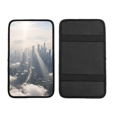 City Above Clouds Memory Foam Car Armrest Cover, Universal Center Console Pad Waterproof Pu Leather Elbow Rest for Driving Comfort&Pressure Relief Fits Cars, Suvs, Trucks Perfect for Road Trip