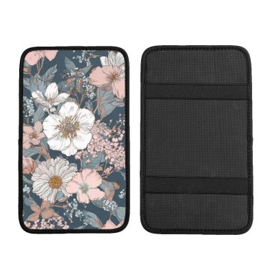 Flowers Memory Foam Car Armrest Cover, Universal Center Console Pad Waterproof Pu Leather Elbow Rest for Driving Comfort&Pressure Relief Fits Cars, Suvs, Trucks Perfect for Road Trip[144]