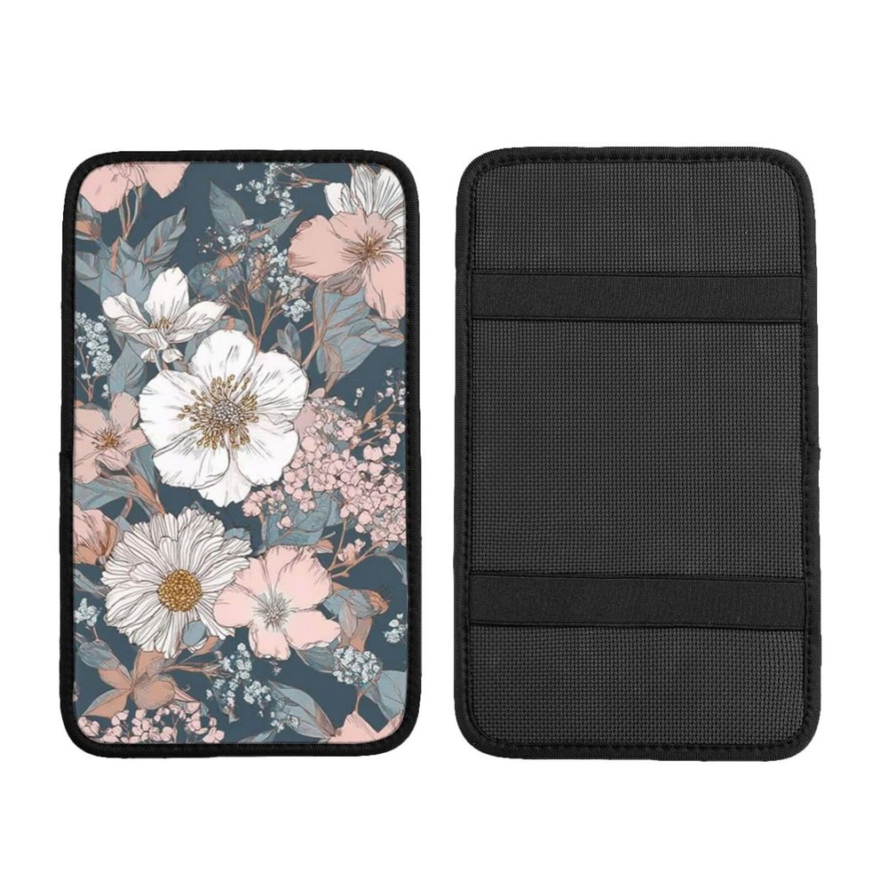 Flowers Memory Foam Car Armrest Cover, Universal Center Console Pad Waterproof Pu Leather Elbow Rest for Driving Comfort&Pressure Relief Fits Cars, Suvs, Trucks Perfect for Road Trip[144]