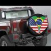 Heart America Flag and Brazil Flag Spare Tire Cover for Rv Trailer Waterproof Dust-Proof Universal Wheel Tire Protectors Fits Tire for Travel Trailer Camper Jeep Truck Car SUV 16 Inch view 2