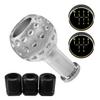 YoRise Car Round Ball Shift Knob, Aluminum Alloy Gear Shifter Knobs with 3 Adapters & 5/6 Speed Stickers, Car Stick Shift Knob Replacement Fit Most Manual Automatic Cars (Silver) view 1