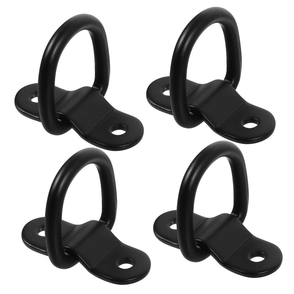 Gogogmee 4pcs Heavy Duty D-Ring Tie Down Anchors with Screws for Trailers Cargo Lashing Rings Surface Mount Brackets Compact Trailer Accessories