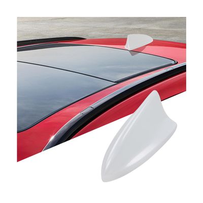 Norkmdi Car Shark Fin Antenna Cover, Vehicle AM/FM Radio Signal Aerial Cover with Adhesive Tape, Top Roof Mount Automotive Antenna Replacement Decoration Accessories, Universal Fit (White)