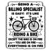 Billing Specialist Vinyl Sticker 3.5in Being a Billing Specialist is Easy, It's Like Ride A Bike On Fire - Waterproof Vinyl Stickers Gift for Coworker - Decal for Laptop, Tumbler, Mug, Cup view 1