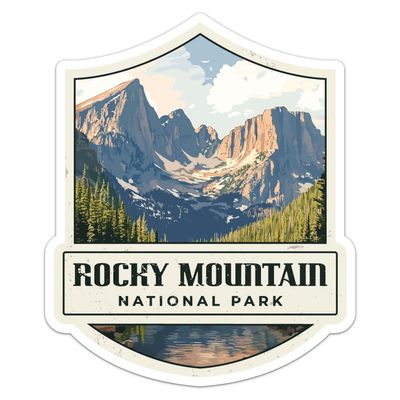 Vintage Rocky Mountain National Park Sticker - Retro Outdoor Adventure Decal for Laptop, Water Bottle, Bookcase, Phone Case, Window, Size - 6'' Longer Side