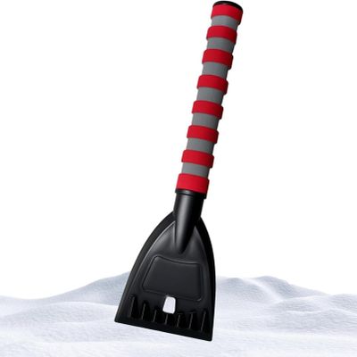 VIECDJSK Ice Scraper for Car Windshield and Window, Snow Scraper with Ergonomic Silicone Handle for Quick Ice and Snow Removal, Winter Cars Tool for Scrape Frost and Ice, Car Accessories (Black)