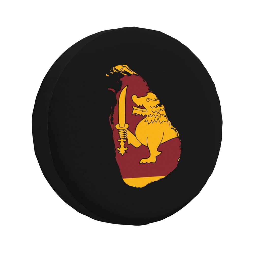 Flag of Sri Lanka Map Spare Tire Cover Trailer Tire Covers for Truck SUV Camper Vehicle Wheel Cover Waterproof Sun Dust Protection