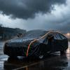 Waterproof car Cover Custom Fit for Benz SLC-Class SLC180,Outdoor Full Cover,All Weather Protection Benz Car Cover,Sun Rain Snow Dust Uv Protection,with Reflective Strips(Color:Black-Orange) view 1