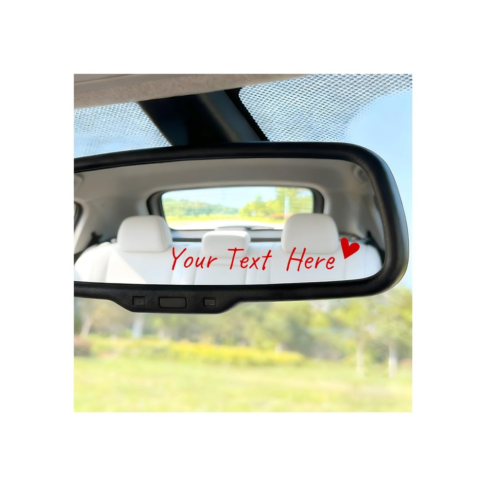 Zpana Your Text Here Car Rearview Mirror Decal, 2PCS Affirmation Reminder Vehicle Rear View Mirror Sticker, Inspirational Automotive Interior Decoration, Universal Fit (Red)