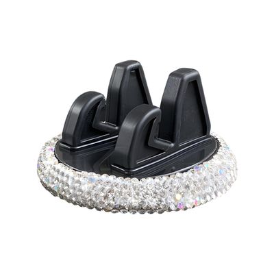 YoRise Bling Car Phone Holder, Rhinestone 360 Adjustable Car Dashboard Navigation Mount, Self-Adhesive Center Console Cellphone Stand, Universal Vehicle Smartphone Bracket for Most Cars (White)