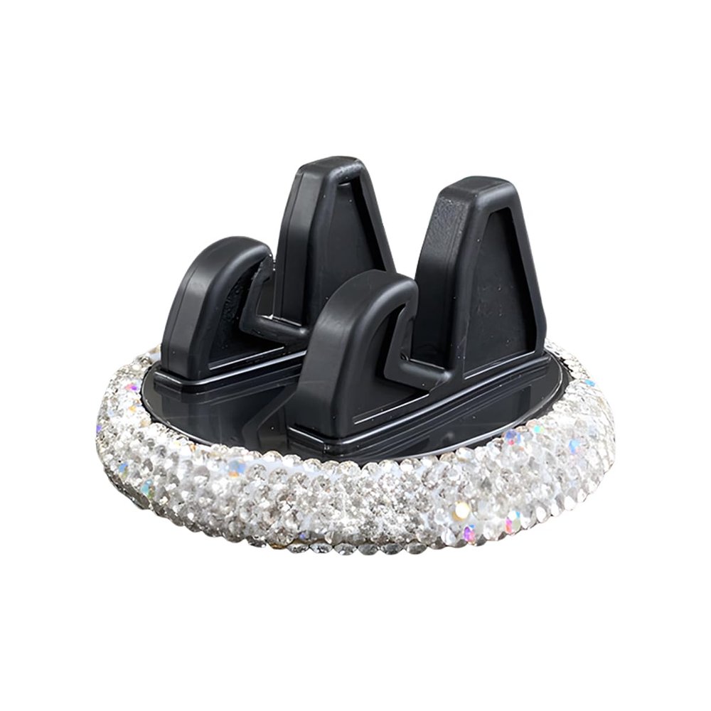 YoRise Bling Car Phone Holder, Rhinestone 360 Adjustable Car Dashboard Navigation Mount, Self-Adhesive Center Console Cellphone Stand, Universal Vehicle Smartphone Bracket for Most Cars (White)
