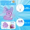 BOZILY Purple Rubber Duck Car Decor with Veil Pearl Necklace & Adhesive Pads Cute Dashboard Accessories for Car, Office, Home view 2