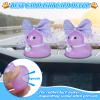 BOZILY Purple Rubber Duck Car Decor with Veil Pearl Necklace & Adhesive Pads Cute Dashboard Accessories for Car, Office, Home view 3
