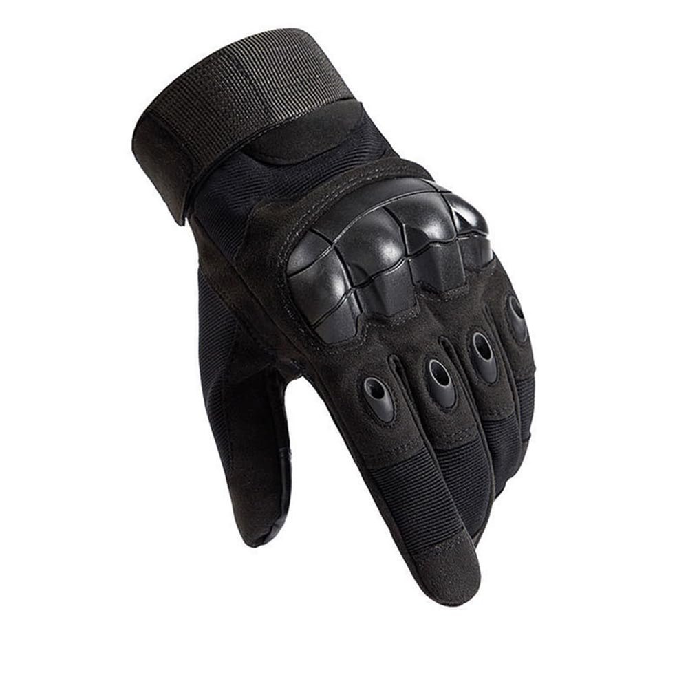 kkrrammii 1 Pair of Gloves for Men Touchscreen Motorcycle Cycling Hunting Outdoor Work Warm Full Finger Protective Gloves (Black, S(Suitable for 18-20cm Hand Circumference))