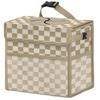 HORJONES Corduroy Car Trash Can with Lid and Mesh Pockets - Leakproof Organizer,Multipurpose Waterproof Garbage Can/Trash Bin for Car(White Base with Khaki-2 Gallons) view 1