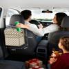 HORJONES Corduroy Car Trash Can with Lid and Mesh Pockets - Leakproof Organizer,Multipurpose Waterproof Garbage Can/Trash Bin for Car(White Base with Khaki-2 Gallons) view 2