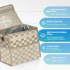 HORJONES Corduroy Car Trash Can with Lid and Mesh Pockets - Leakproof Organizer,Multipurpose Waterproof Garbage Can/Trash Bin for Car(White Base with Khaki-2 Gallons) view 3