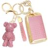 Rayslesan Cute Key Fob Cover with Rhinestone Bear Charm, Bling TPU Smart Key Case for Women, Compatible with Mazda 3 6,CX-30 CX-5 CX-50 CX-60 CX-70 CX-90, MX-5 Miata (Gold Pink) view 1