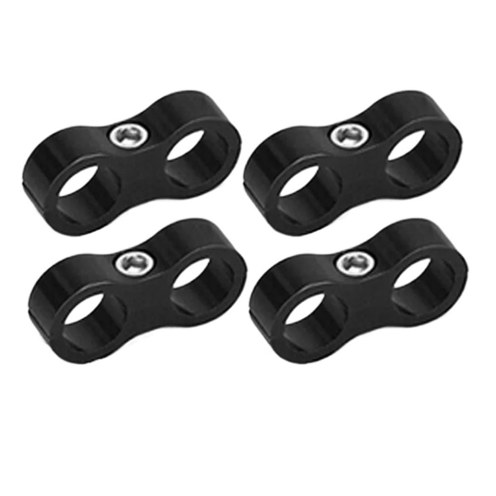 4pcs Black Aluminum AN4 AN6 AN8 AN10 AN12 Automotive Billet Oil Pipe Fuel Water Pipe Separator Divider Clip Line Separator Bracket(AN8)