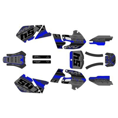 Kalair GFX Graphics Kit for Suzuki RM125 RM250 (1999-2000) Split Series Blue-Shift 9 Mil - Easy Go - Dirt Pit Bike Motorcycle Sticker, Dirtbike Racing Decal Motocross Accessories no-Plastics