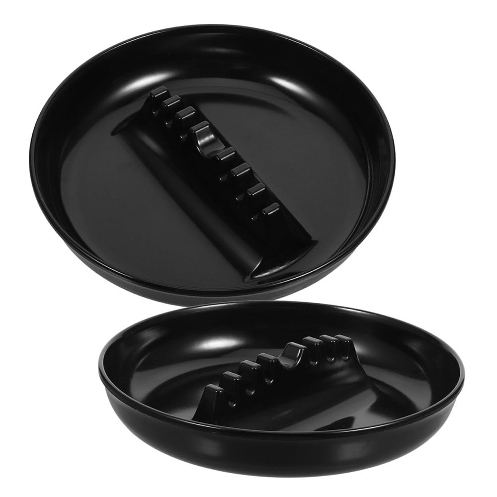Abaodam 2pcs Car Ashtray with Slots Thickened Round Cigar Holder Automotive Interior Ash Tray Stable Heat-resistant Black Decorative Ashtray for Vehicle Accessories