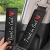 JOYZOUS 2 Pack Car Seat Belt Cover Pad with 3 PCS Trust in God Rearview Mirror Stickers,Soft Seatbelt Cushion Covers, Christian Car Accessories Gifts for Women and Men view 4