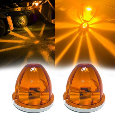 Kingshowstar 2Pcs Amber Watermelon Lights,Turn Signal Cap Roof Trailer Marker Clearance Light Underglow Rock Tail Lighs for Semi Truck Pickup Trailer RV Bus Van Camper Golf Car,IP67 Waterproof