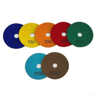 7pcs Dry Polishing Pads 4 Inch 100mm Resin Flexible Sanding Discs for Polishing For Granite Marble Quartzite Stone Tiles with for multi Grits 50# 3000#