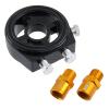 Modengzhe Oil Filter Cooler Sandwich Plate,Universal Car Aluminum Alloy Oil Filter Cooler Sandwich Thread Plate Adapter with 1/8" NPT Oil Pressure Adapter,Black view 1