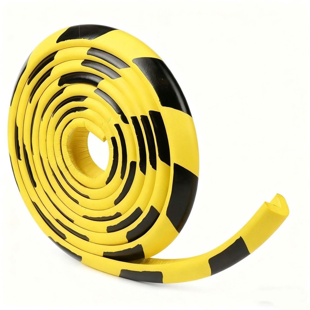 L-Shape Garage Wall Protector - Yellow and Black NBR Foam Corner Guard for Car Door Impact Cushioning & Pillar Edge Protection - Residue-Free Self-Adhesive(20m/65.6ft)
