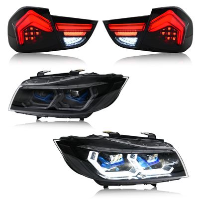 Headlights and Taillights for BMW E90 E91 3-Series 328i 335i 4dr Sedan 2009-2012 Frontlight Read Lamp Driver & Passenger Side(Front Head Lamp Only For 09-12 Halogen Ver)