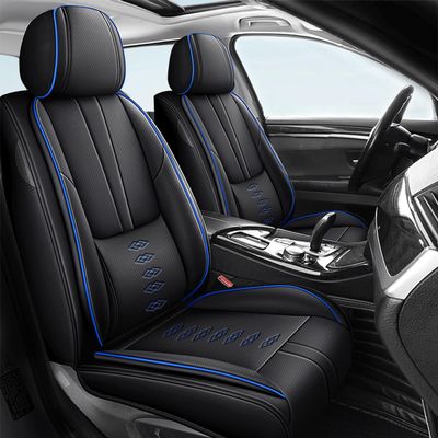 QUFEI Car Seat Covers for Explorer,for Ford Explorer 1993-2025 2026,Leather Front Seat Covers,Airbag-Compatible Car Seat Protectors,Waterproof Seat Cover for Cars(Black+Blue,2PCS Only)