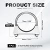 HARFINGTON U Bolt Muffler Exhaust Clamp 76mm/2.99" 304 Stainless Steel U-Bolt Clamps Muffler Tip Hook Saddle Exhaust Clip for Tip Pipes Connection view 2