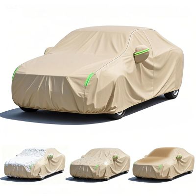 Car Cover Winter for Ford Transit Car Covers Waterproof All Weather,Outdoor Sun Rain UV Dust Snow Protection,with Door Zipper-Beige