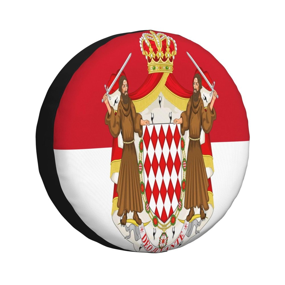 Flag of Monaco Spare Tire Cover Trailer Tire Covers for Truck SUV Camper Vehicle Wheel Cover Waterproof Sun Dust Protection